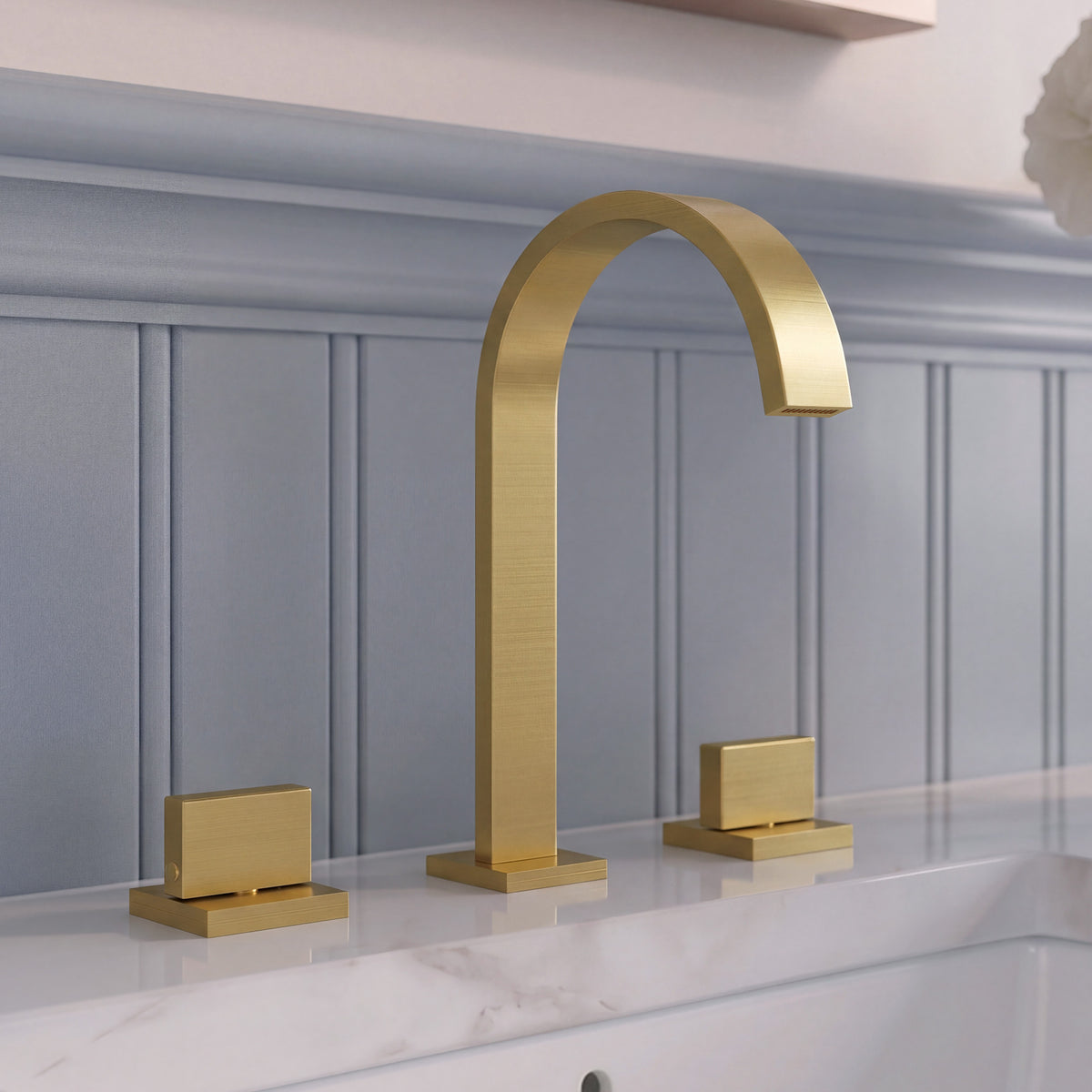 Two-Handle High Arc Widespread Bathroom Sink Faucet With Pop-Up Drain