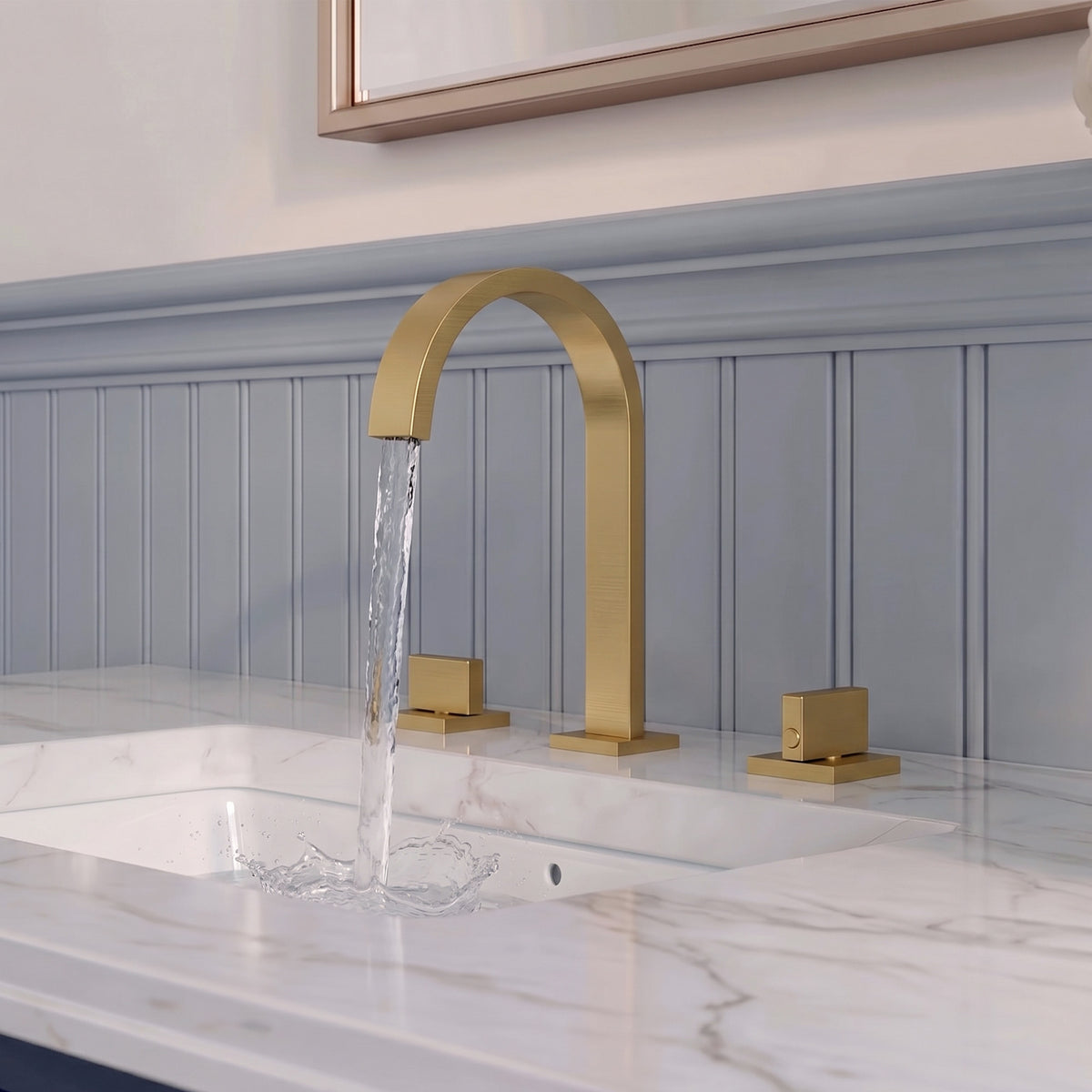 Two-Handle High Arc Widespread Bathroom Sink Faucet With Pop-Up Drain