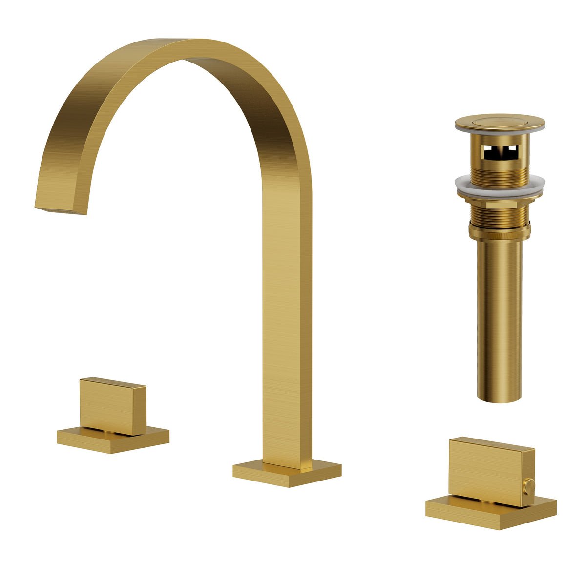 Two-Handle High Arc Widespread Bathroom Sink Faucet With Pop-Up Drain