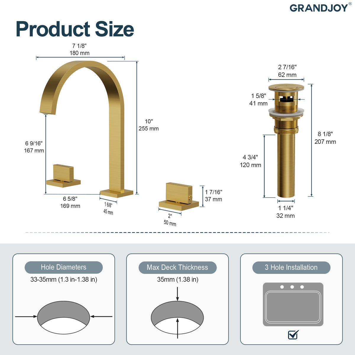 Two-Handle High Arc Widespread Bathroom Sink Faucet With Pop-Up Drain