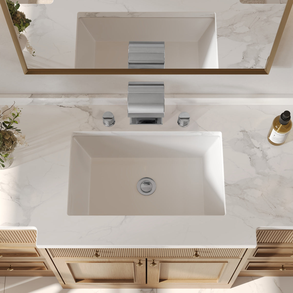 Two-Handle Waterfall Widespread Bathroom Sink Faucet With Pop-Up Drain