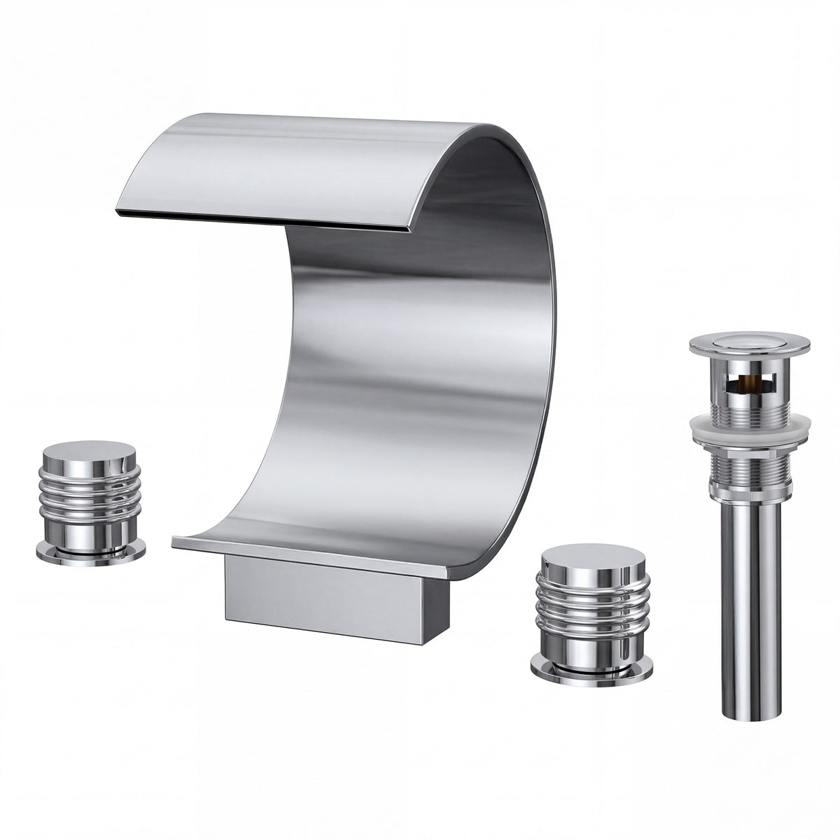 Two-Handle Waterfall Widespread Bathroom Sink Faucet With Pop-Up Drain