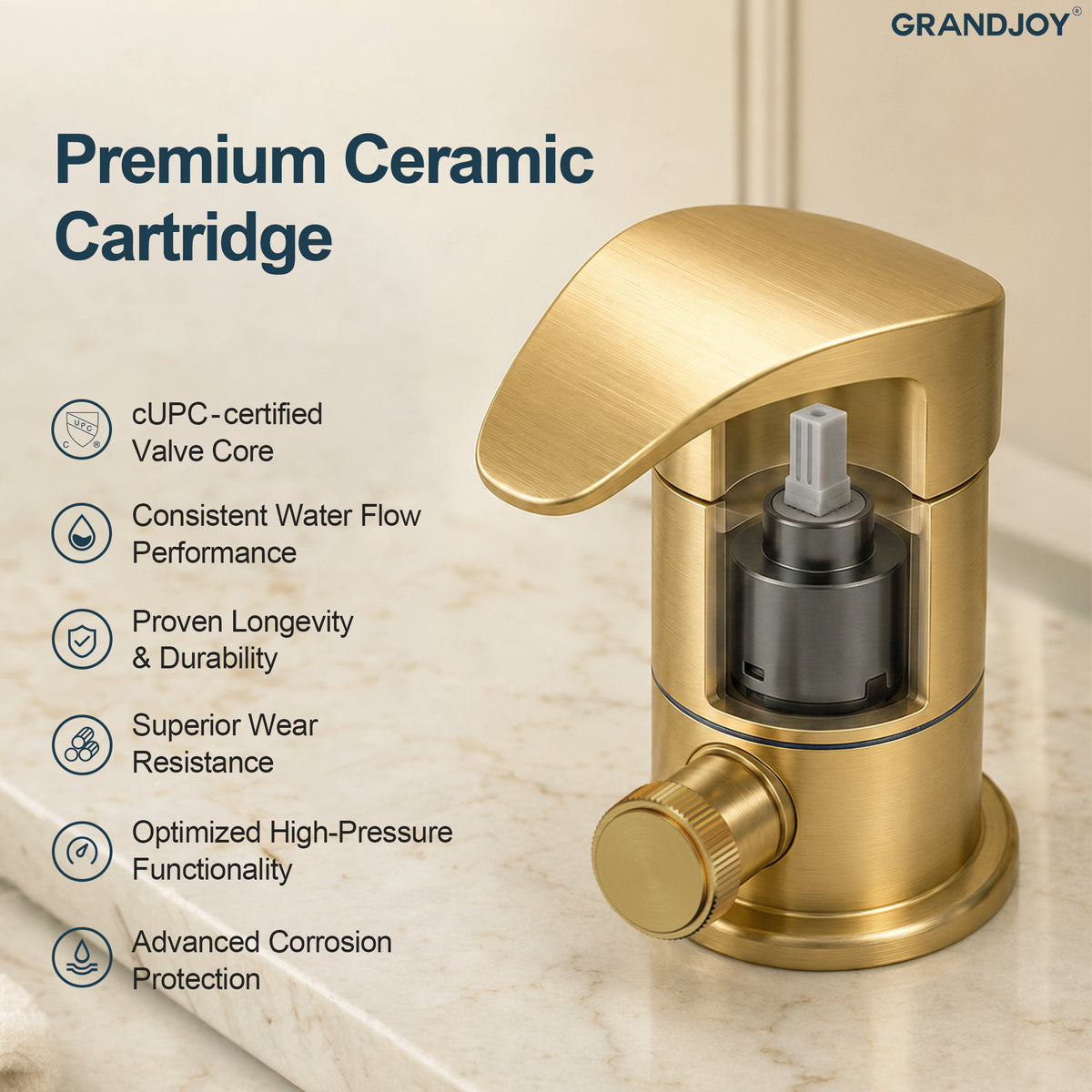 Single-Handle Deck-Mount Tub Faucet with Handheld Shower and Curved Spout