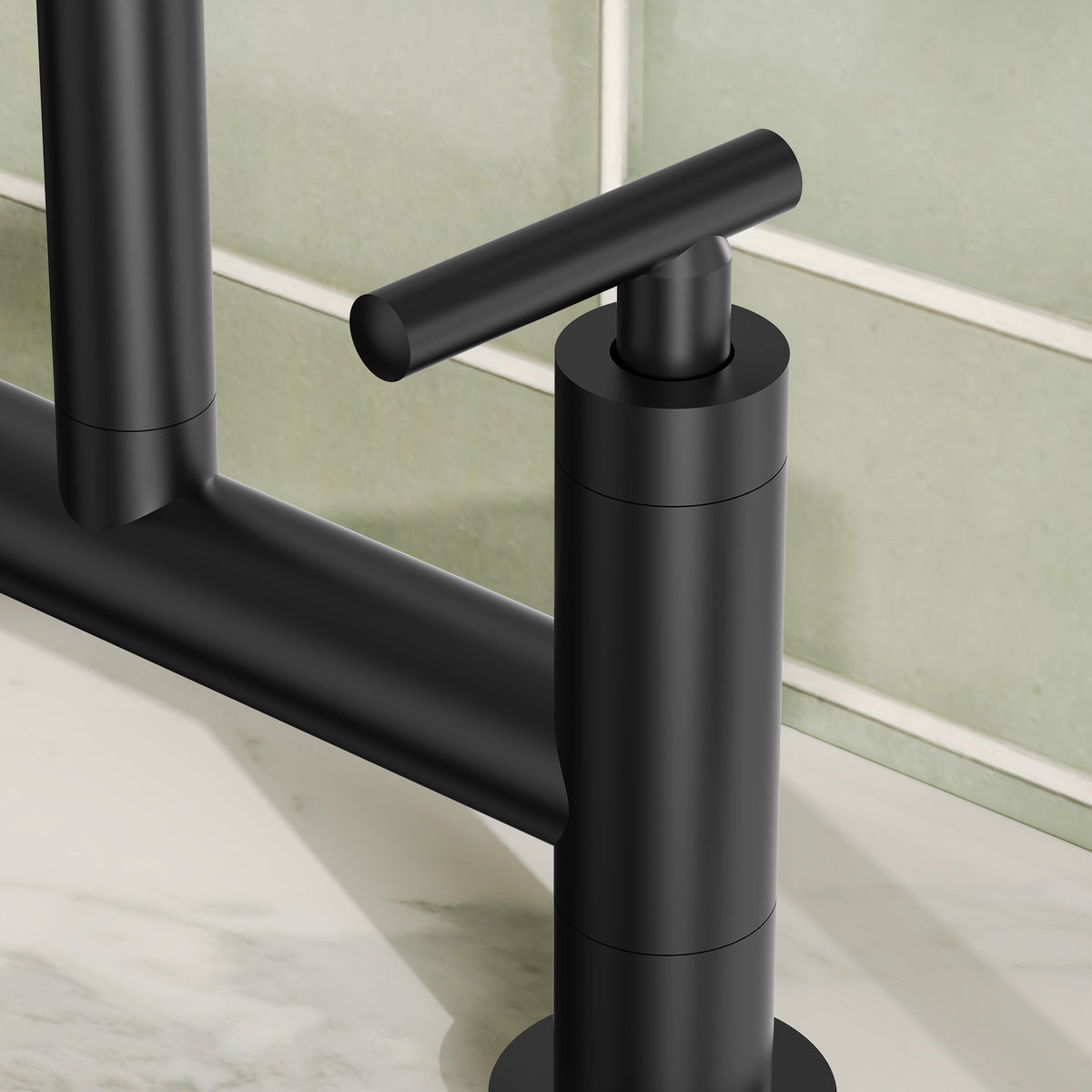 Two-Hole Deck-Mount Bridge Kitchen Faucet With Side Sprayer