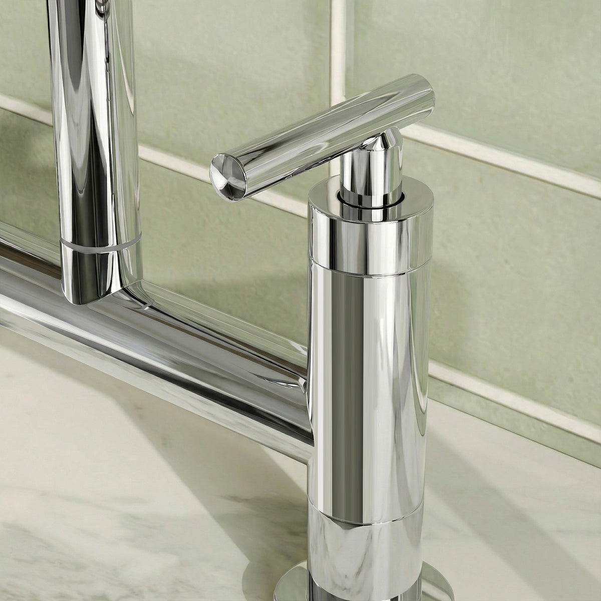 Two-Hole Deck-Mount Bridge Kitchen Faucet With Side Sprayer