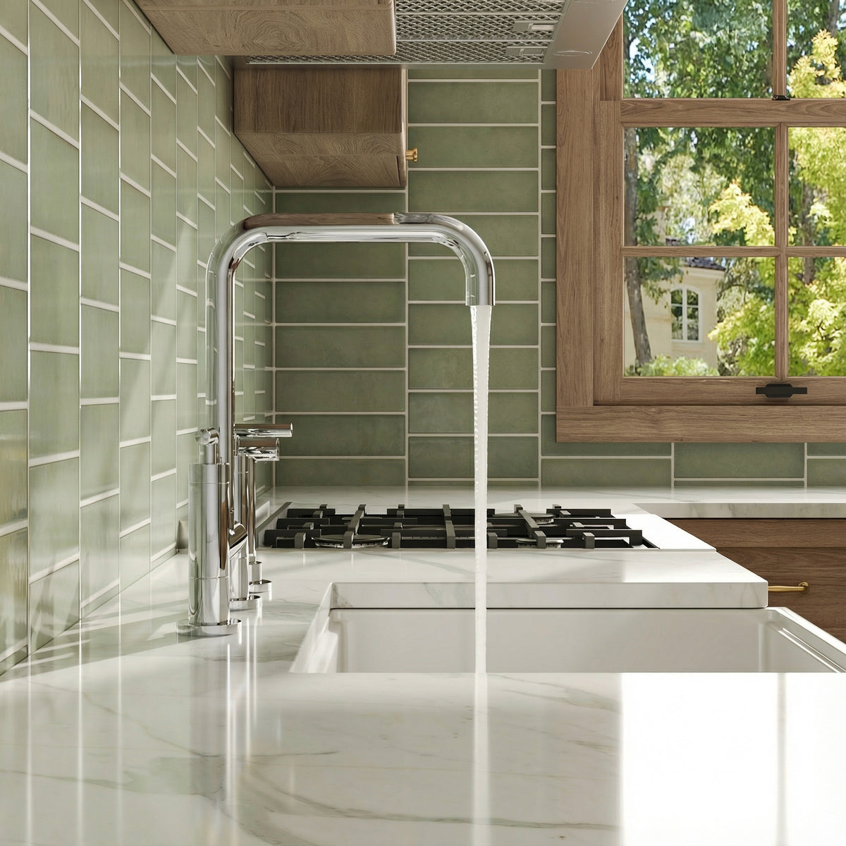 Two-Hole Deck-Mount Bridge Kitchen Faucet With Side Sprayer