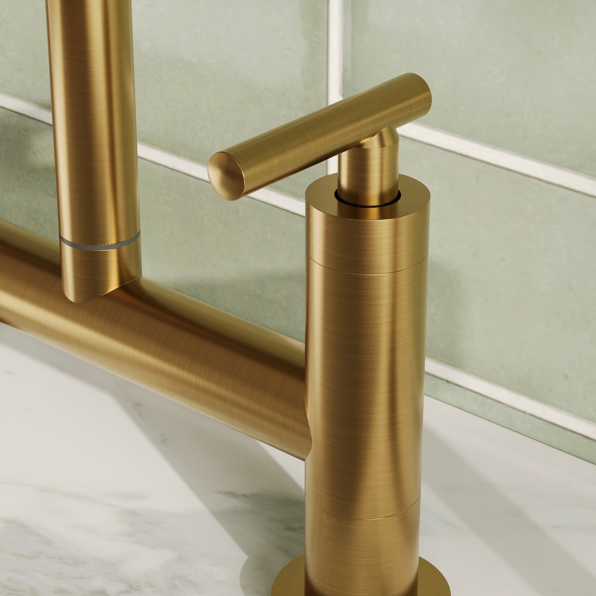 Two-Hole Deck-Mount Bridge Kitchen Faucet With Side Sprayer