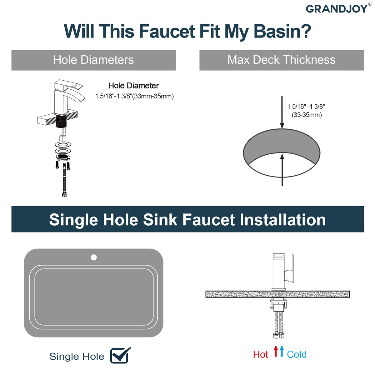 Single-Hole Waterfall Bathroom Sink Faucet with Pop-Up Drain