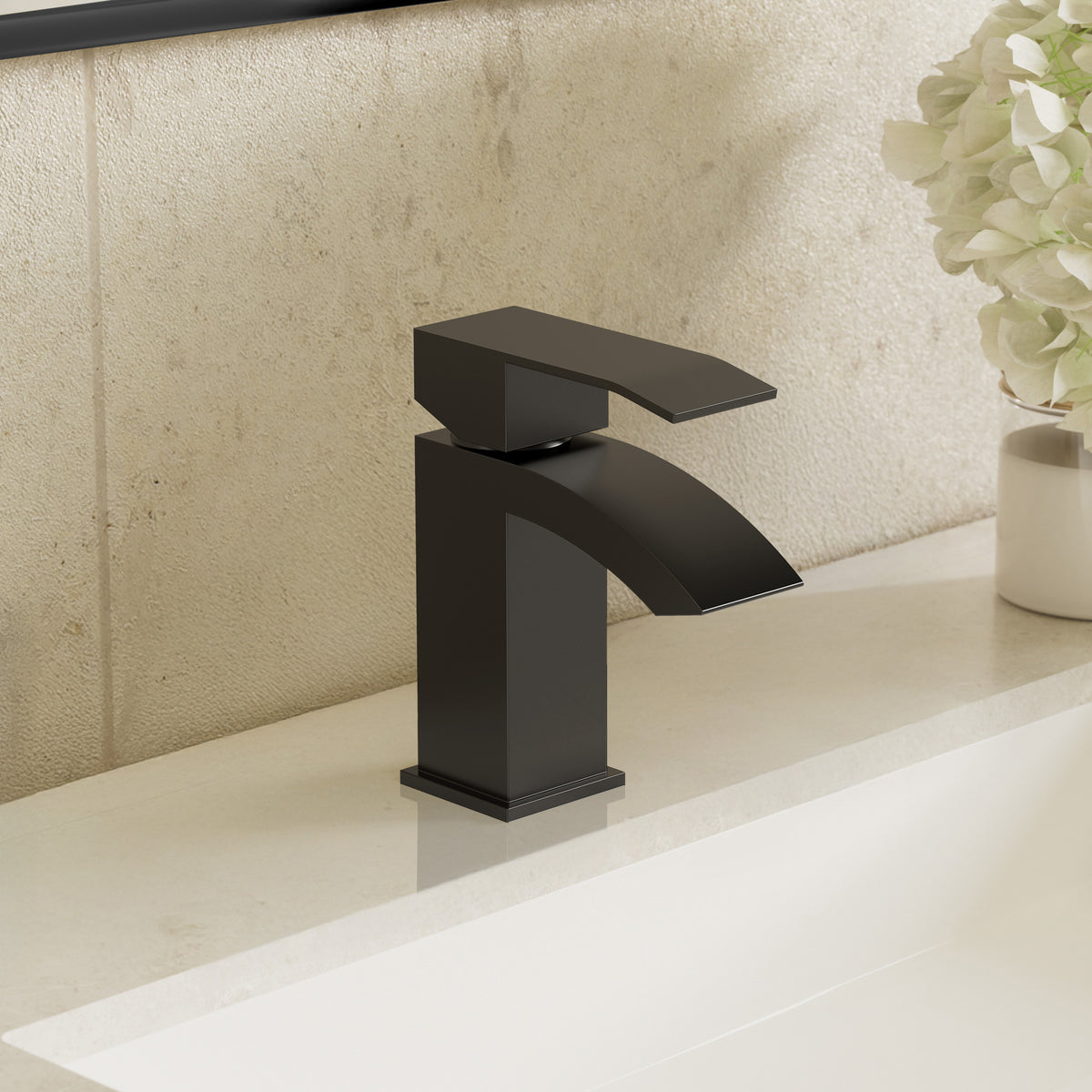 Single-Hole Waterfall Bathroom Sink Faucet with Pop-Up Drain