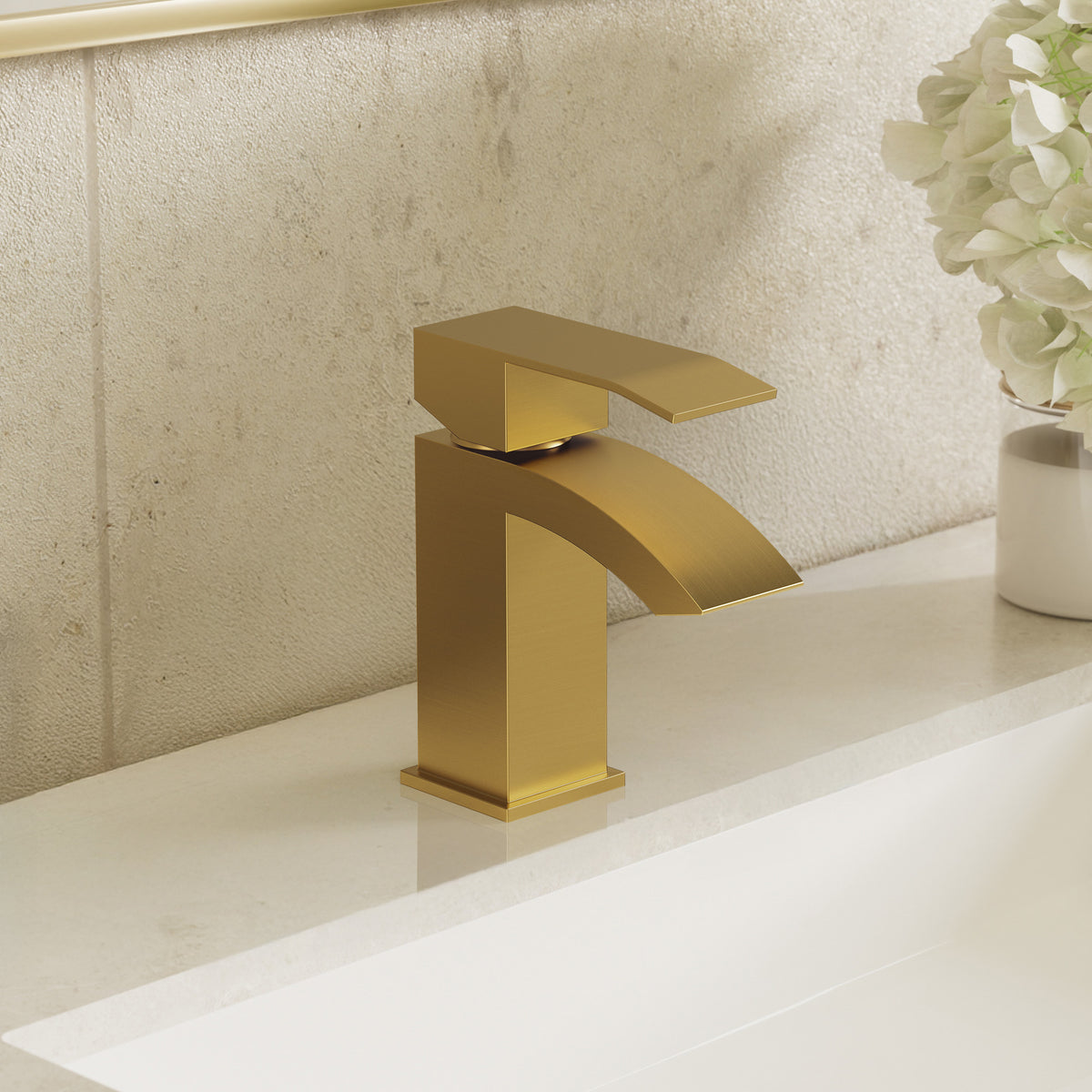 Single-Hole Waterfall Bathroom Sink Faucet with Pop-Up Drain