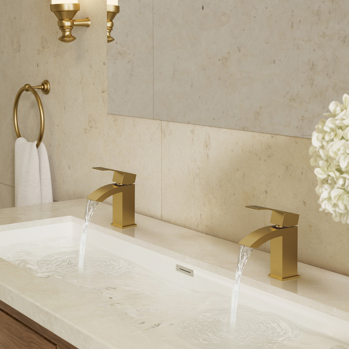 Single-Hole Waterfall Bathroom Sink Faucet with Pop-Up Drain