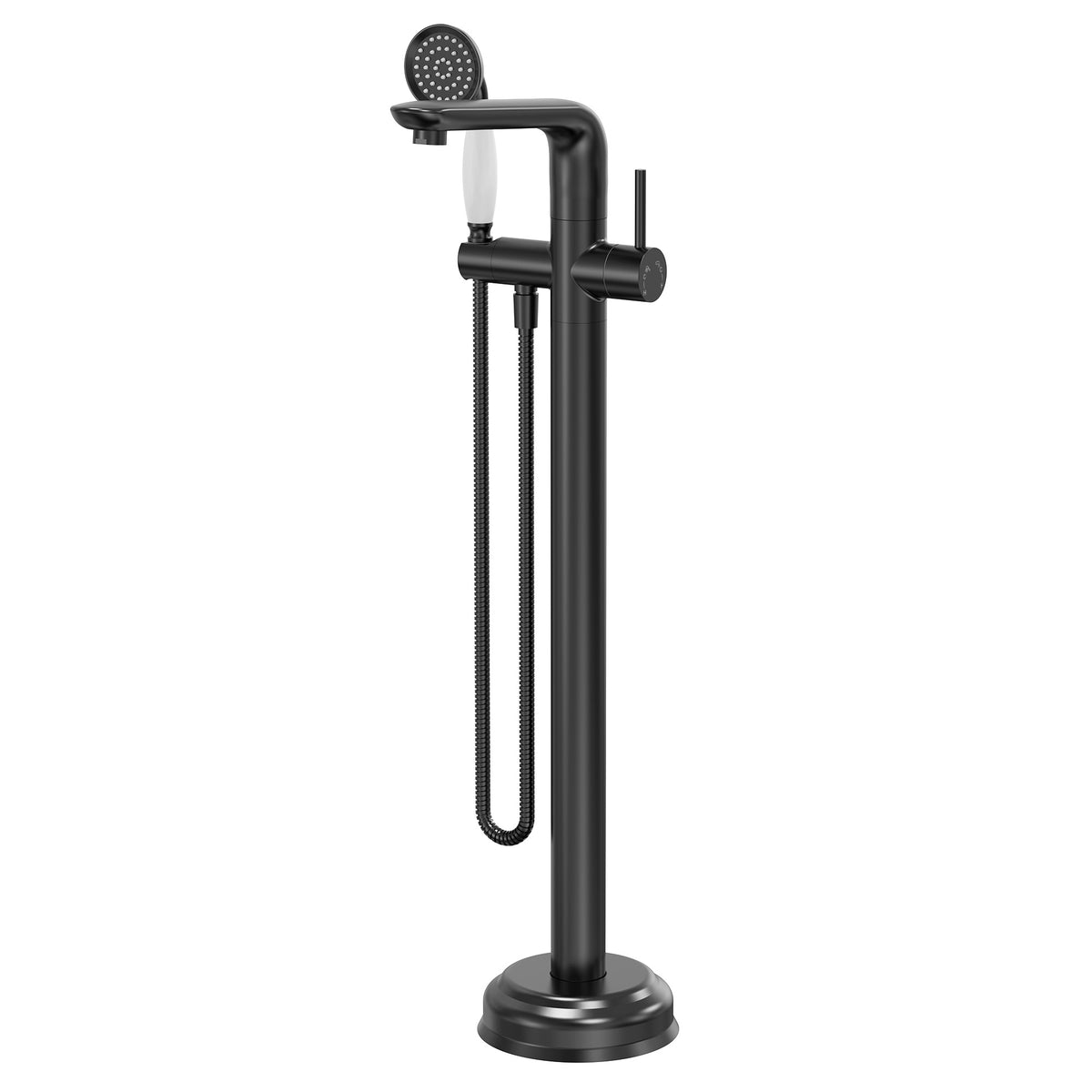 Floor-Mounted Bathtub Faucet with Hand Shower and Swivel Spout