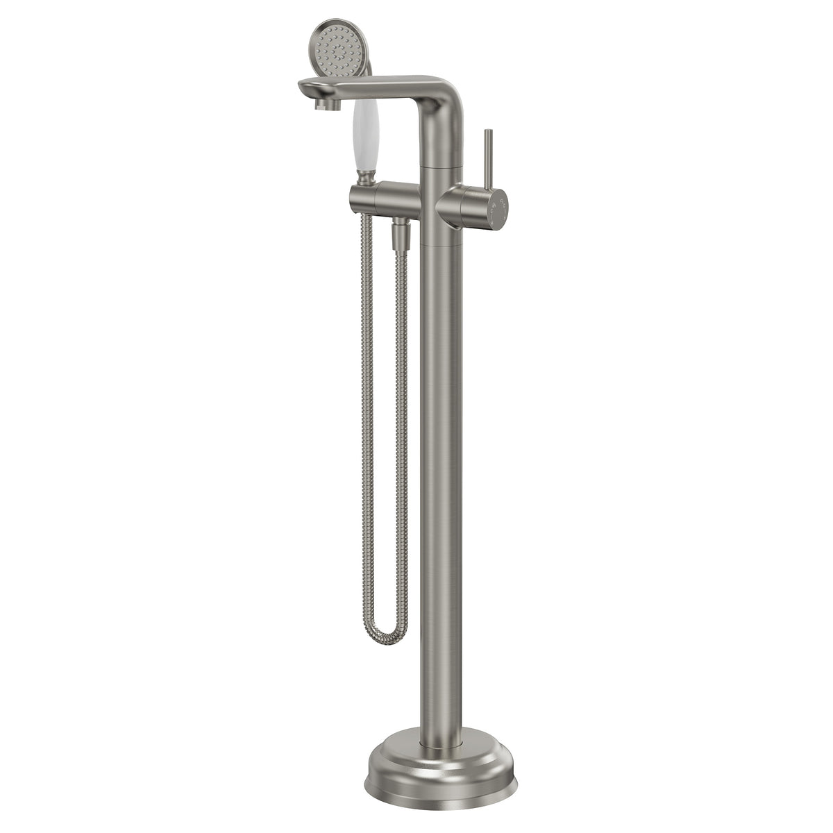 Floor-Mounted Bathtub Faucet with Hand Shower and Swivel Spout