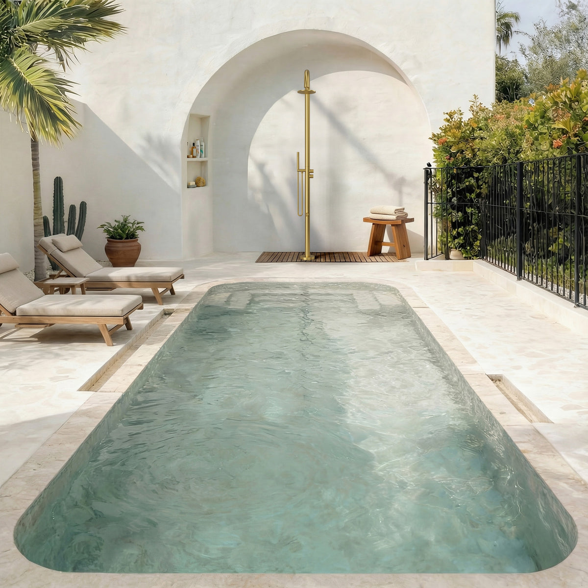 Floor-Mounted Shower System with Swivel Head for Indoor or Outdoor Use