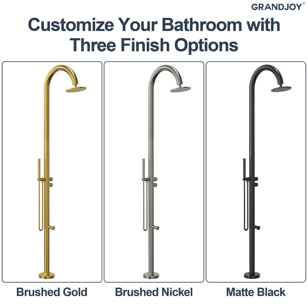 Floor-Mounted Shower System with Swivel Head for Indoor or Outdoor Use