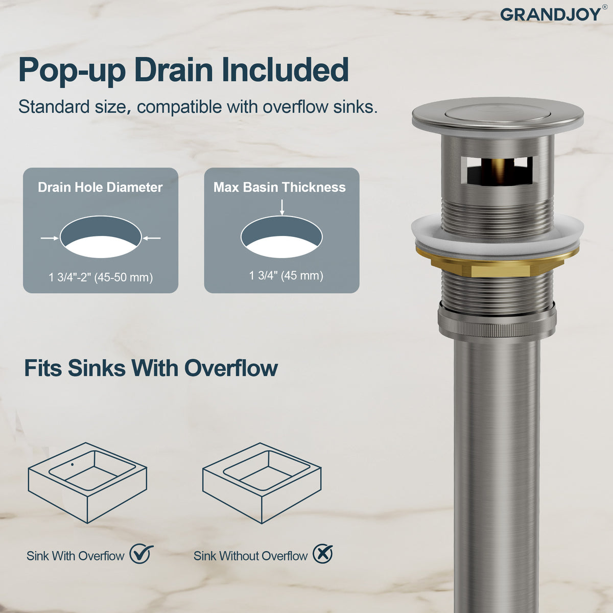Single-Hole Waterfall Bathroom Sink Faucet with Pop-Up Drain