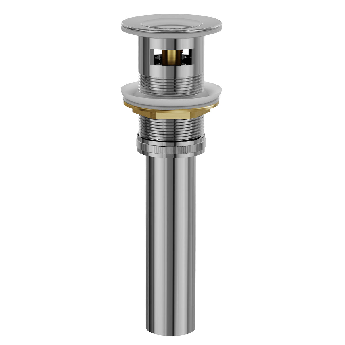 Push-Button Bathroom Sink Drain with Overflow and Brass Body