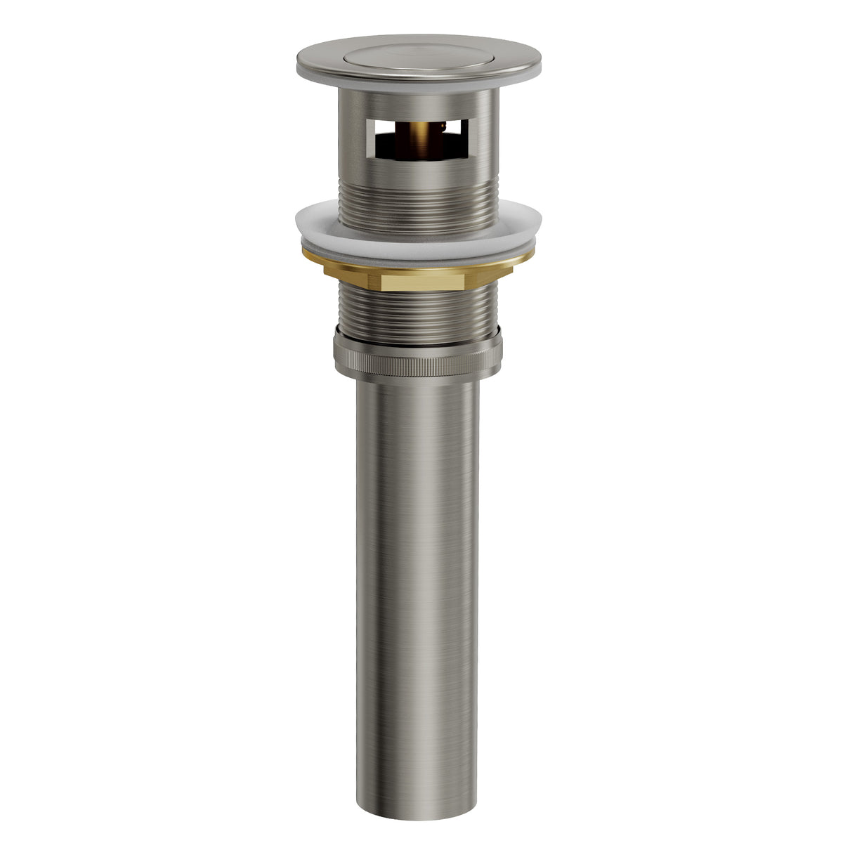 Push-Button Bathroom Sink Drain with Overflow and Brass Body