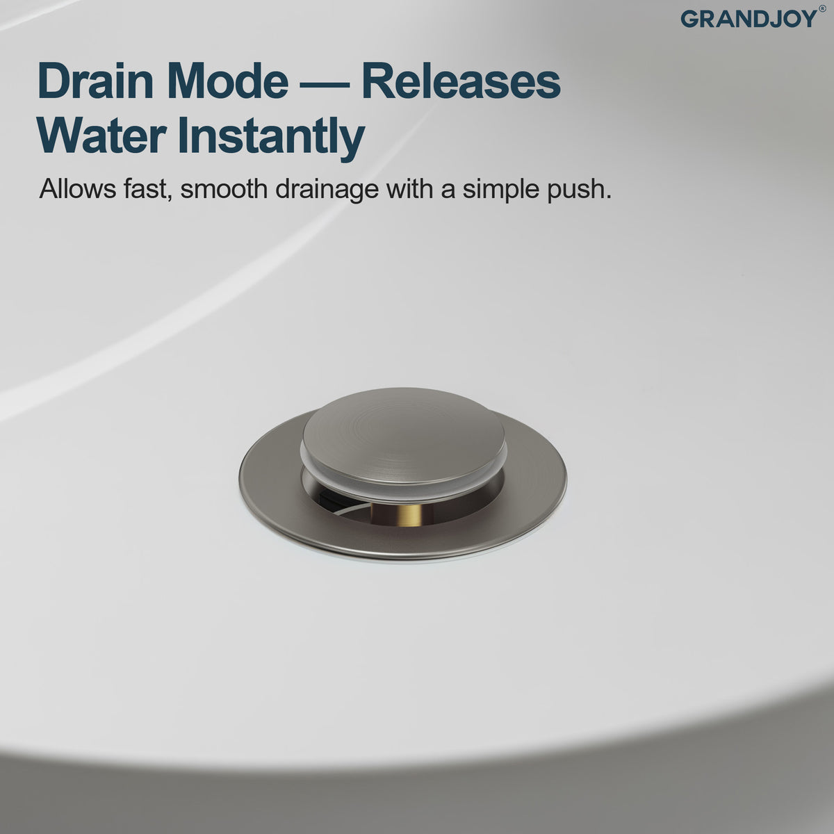 Push-Button Bathroom Sink Drain with Overflow and Brass Body