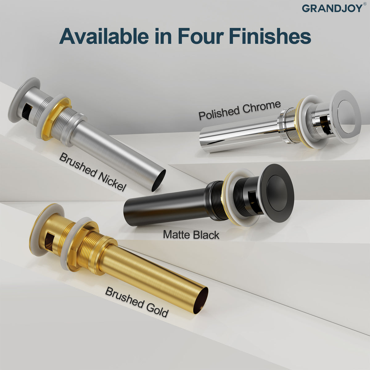 Push-Button Bathroom Sink Drain with Overflow and Brass Body