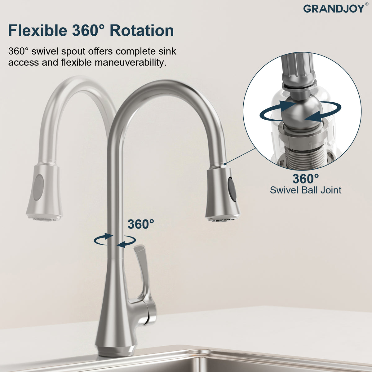 Single-Handle Pull-Down Kitchen Faucet With Dual Spray Modes
