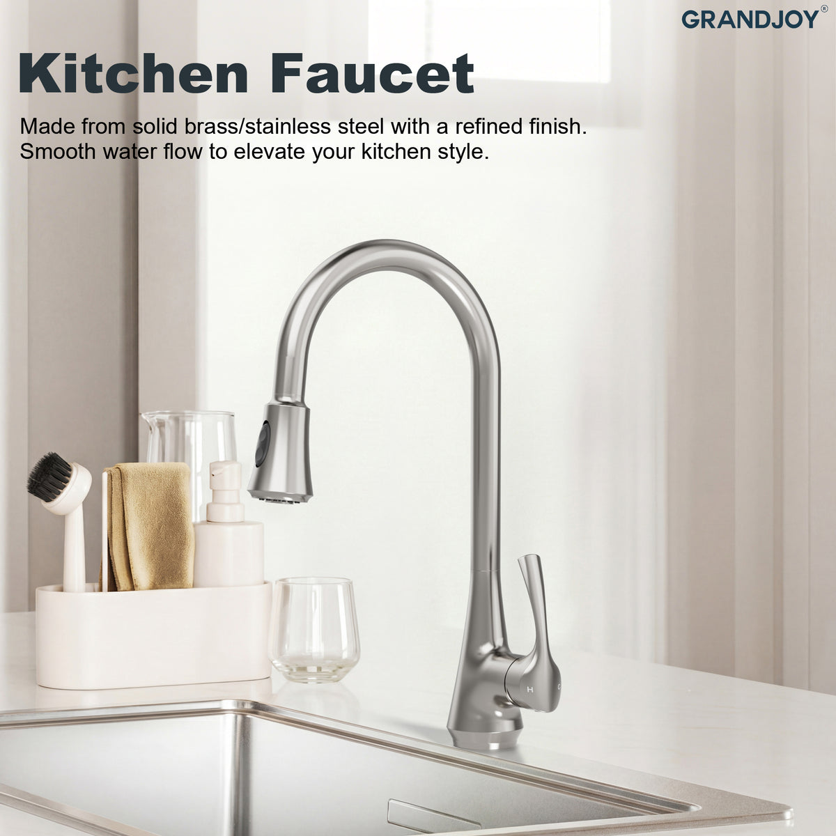 Single-Handle Pull-Down Kitchen Faucet With Dual Spray Modes