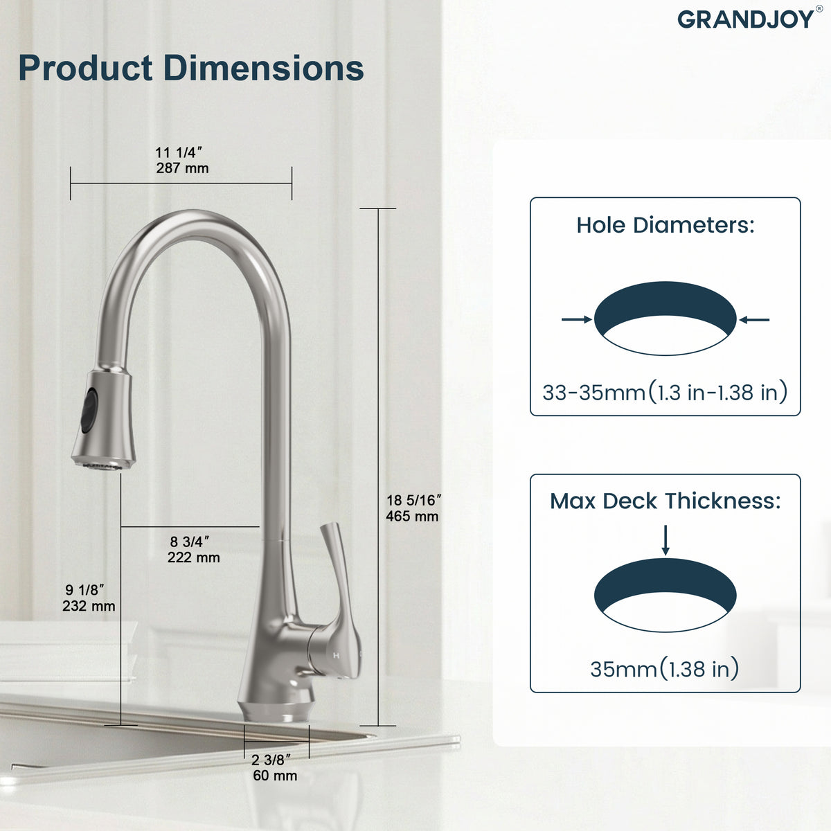 Single-Handle Pull-Down Kitchen Faucet With Dual Spray Modes