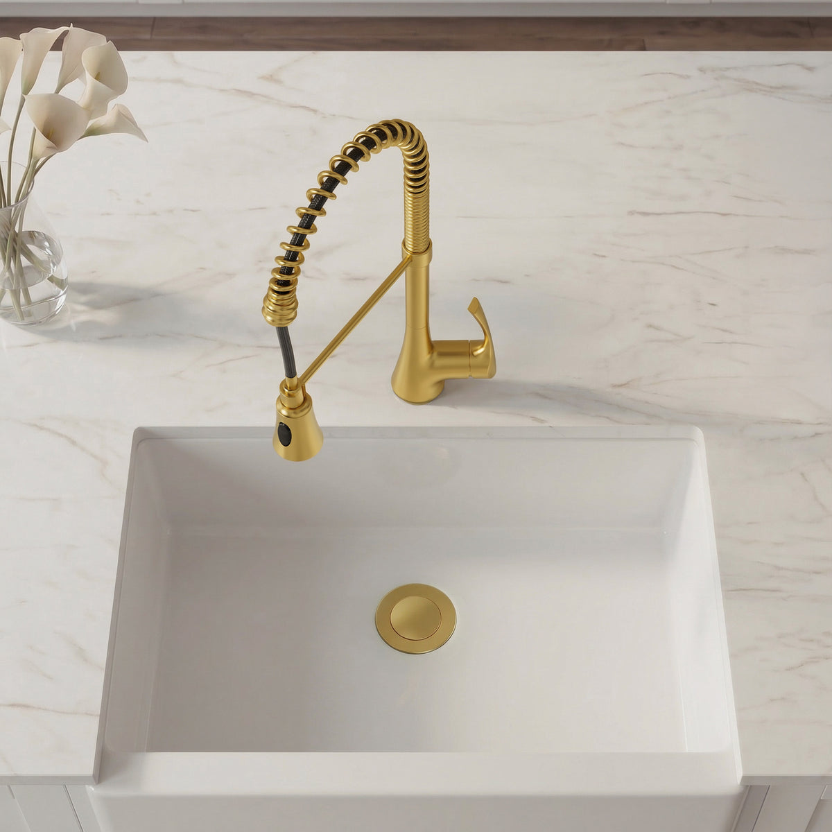 Single-Handle Pre-Rinse Spring Pull-Down Kitchen Faucet