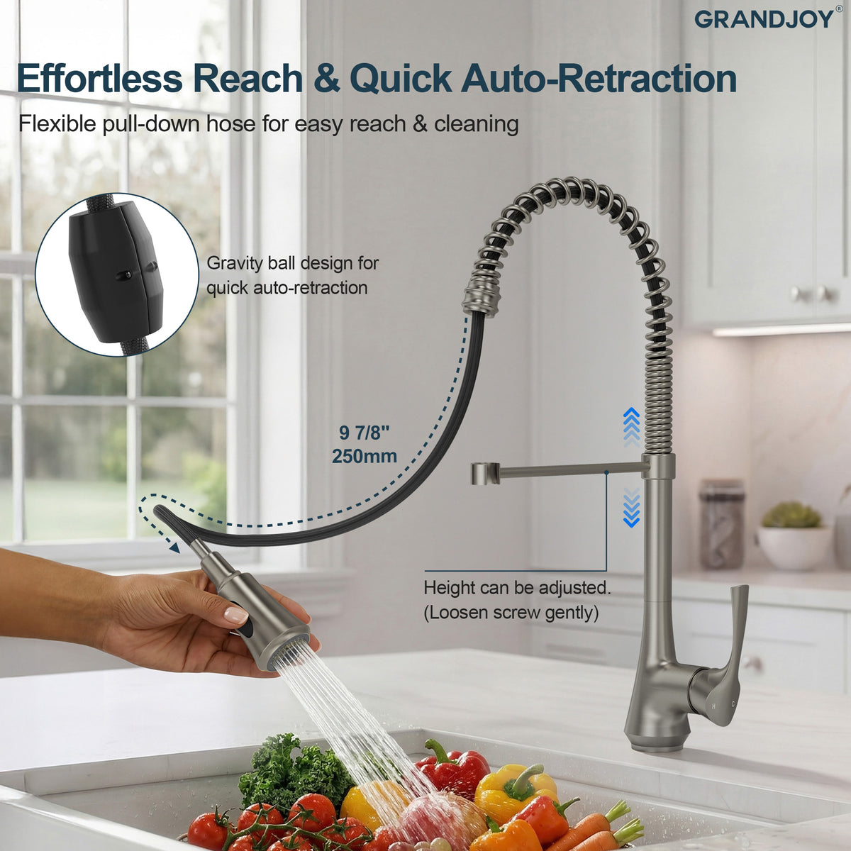 Single-Handle Pre-Rinse Spring Pull-Down Kitchen Faucet