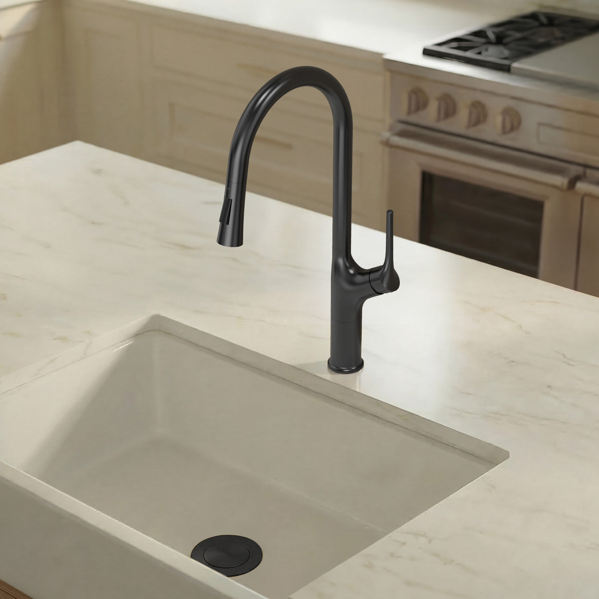 Single-Handle Pull-Down Kitchen Faucet With Dual Spray Modes
