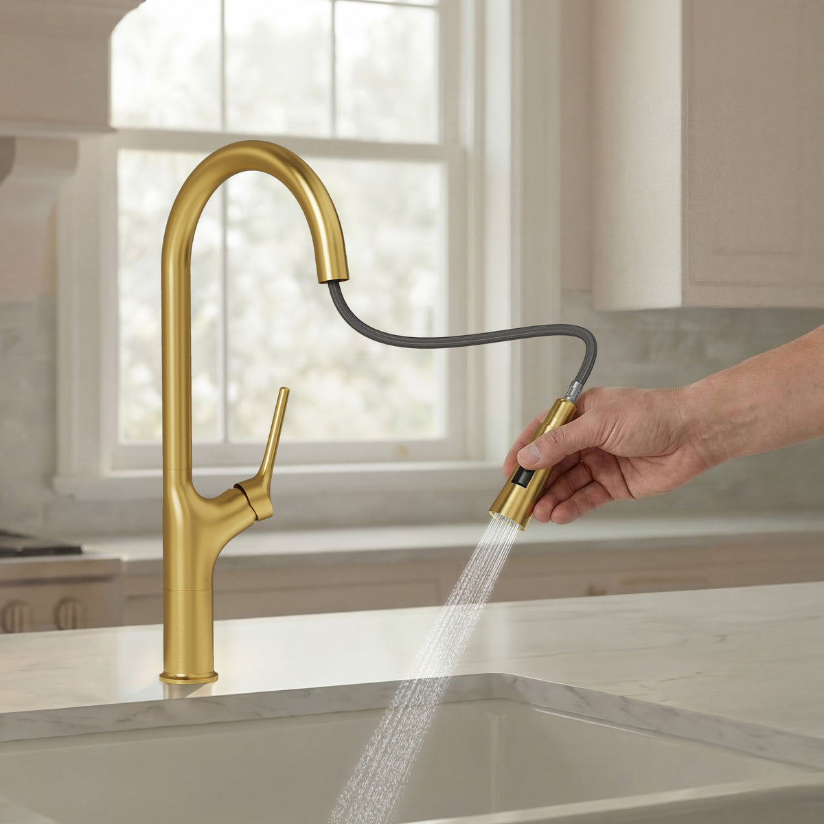 Single-Handle Pull-Down Kitchen Faucet With Dual Spray Modes