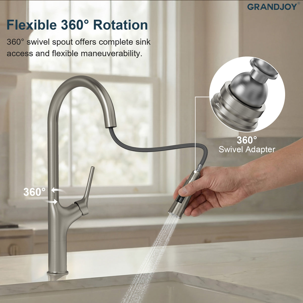 Single-Handle Pull-Down Kitchen Faucet With Dual Spray Modes