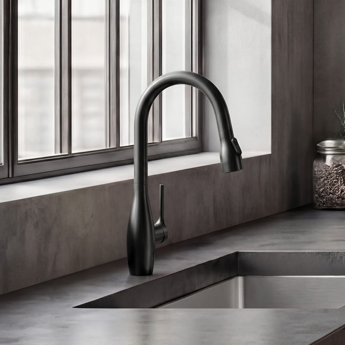 Single-Handle Pull-Down Kitchen Faucet With Dual Spray Modes