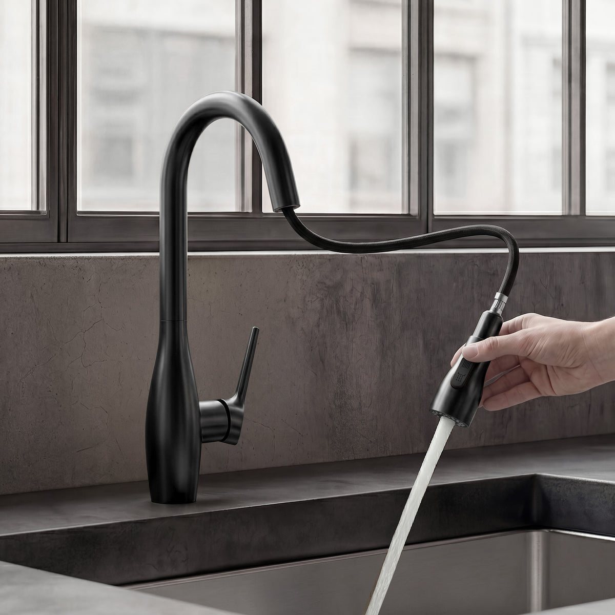 Single-Handle Pull-Down Kitchen Faucet With Dual Spray Modes