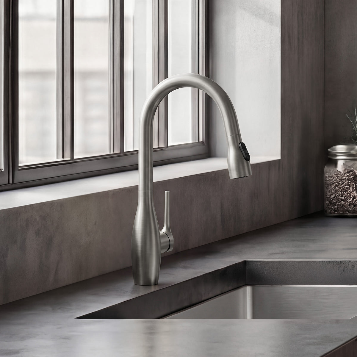 Single-Handle Pull-Down Kitchen Faucet With Dual Spray Modes