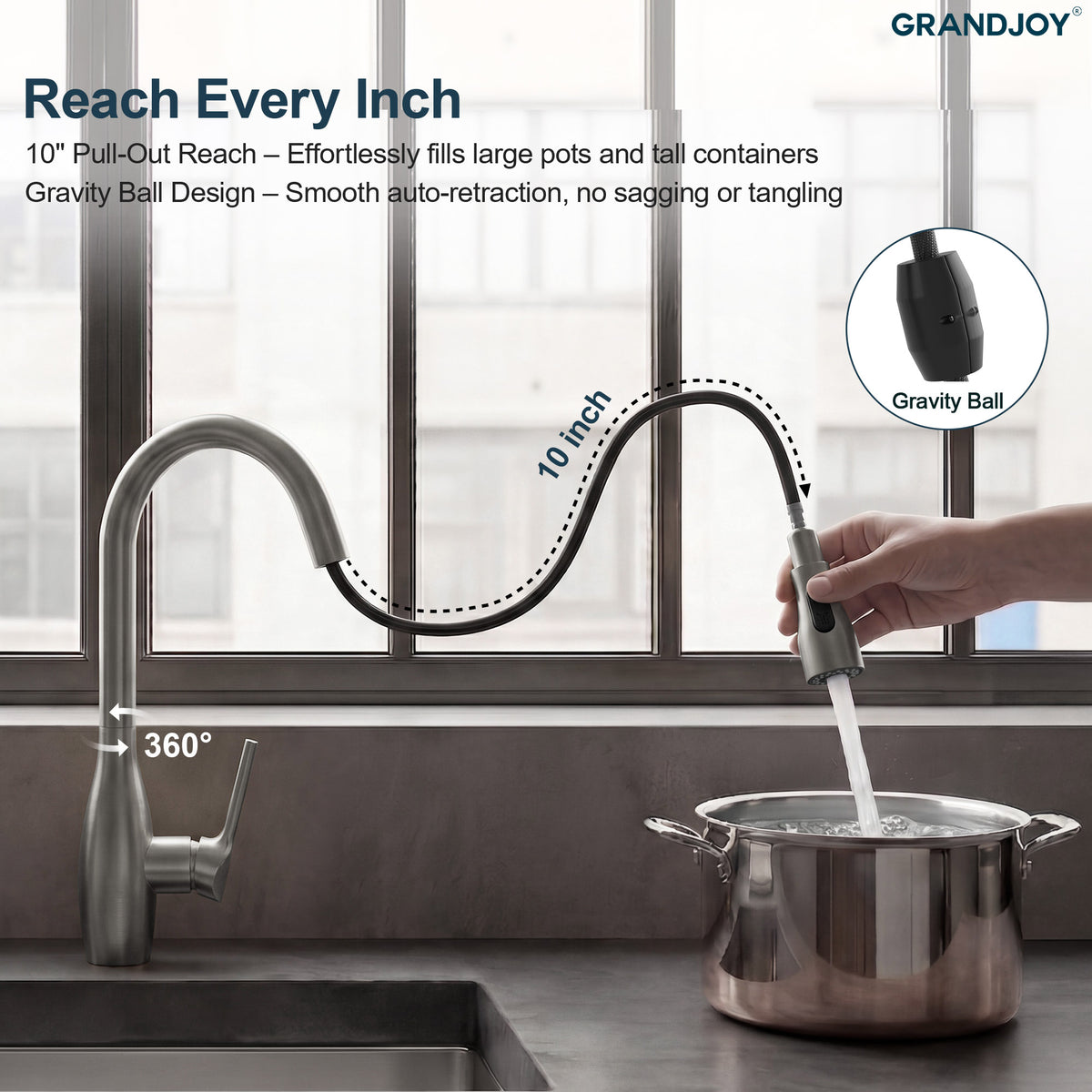 Single-Handle Pull-Down Kitchen Faucet With Dual Spray Modes