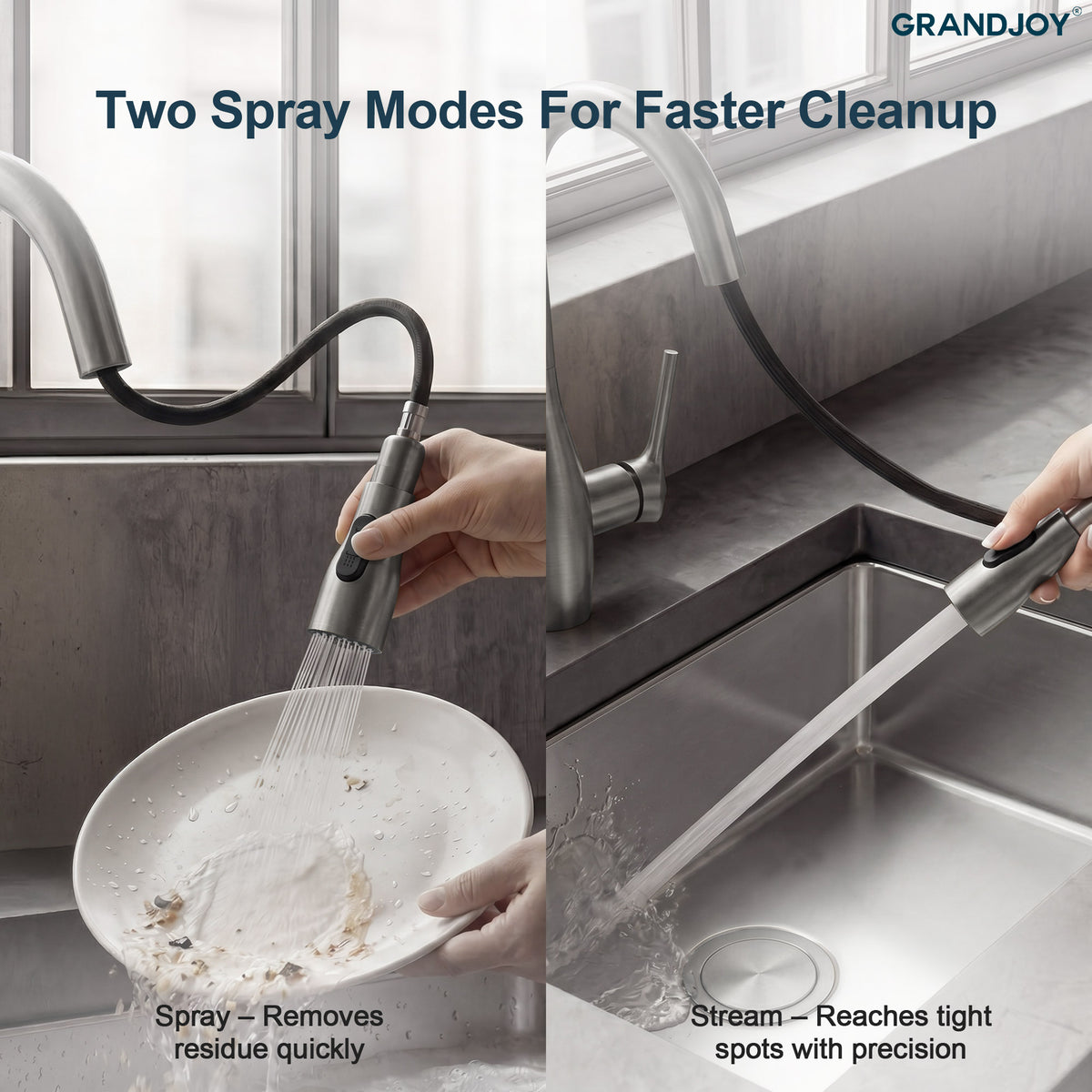 Single-Handle Pull-Down Kitchen Faucet With Dual Spray Modes