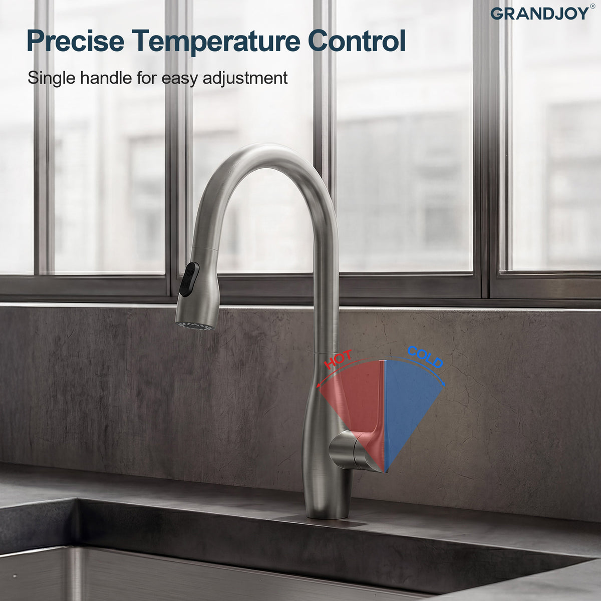Single-Handle Pull-Down Kitchen Faucet With Dual Spray Modes