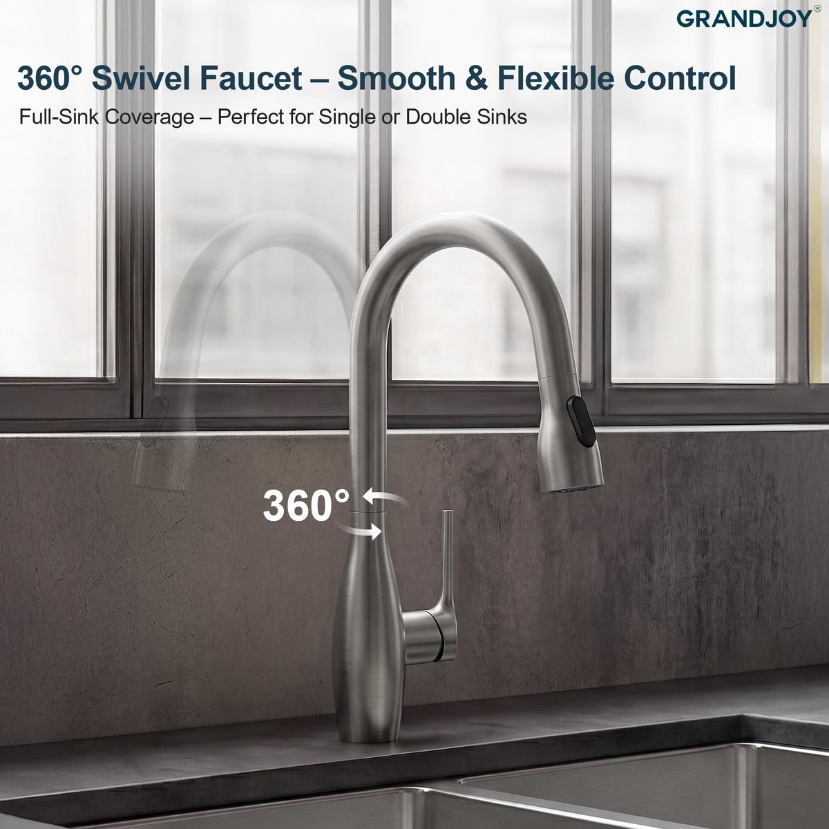 Single-Handle Pull-Down Kitchen Faucet With Dual Spray Modes