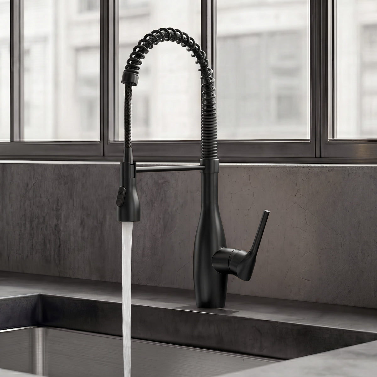 Single-Handle Pre-Rinse Spring Pull-Down Kitchen Faucet