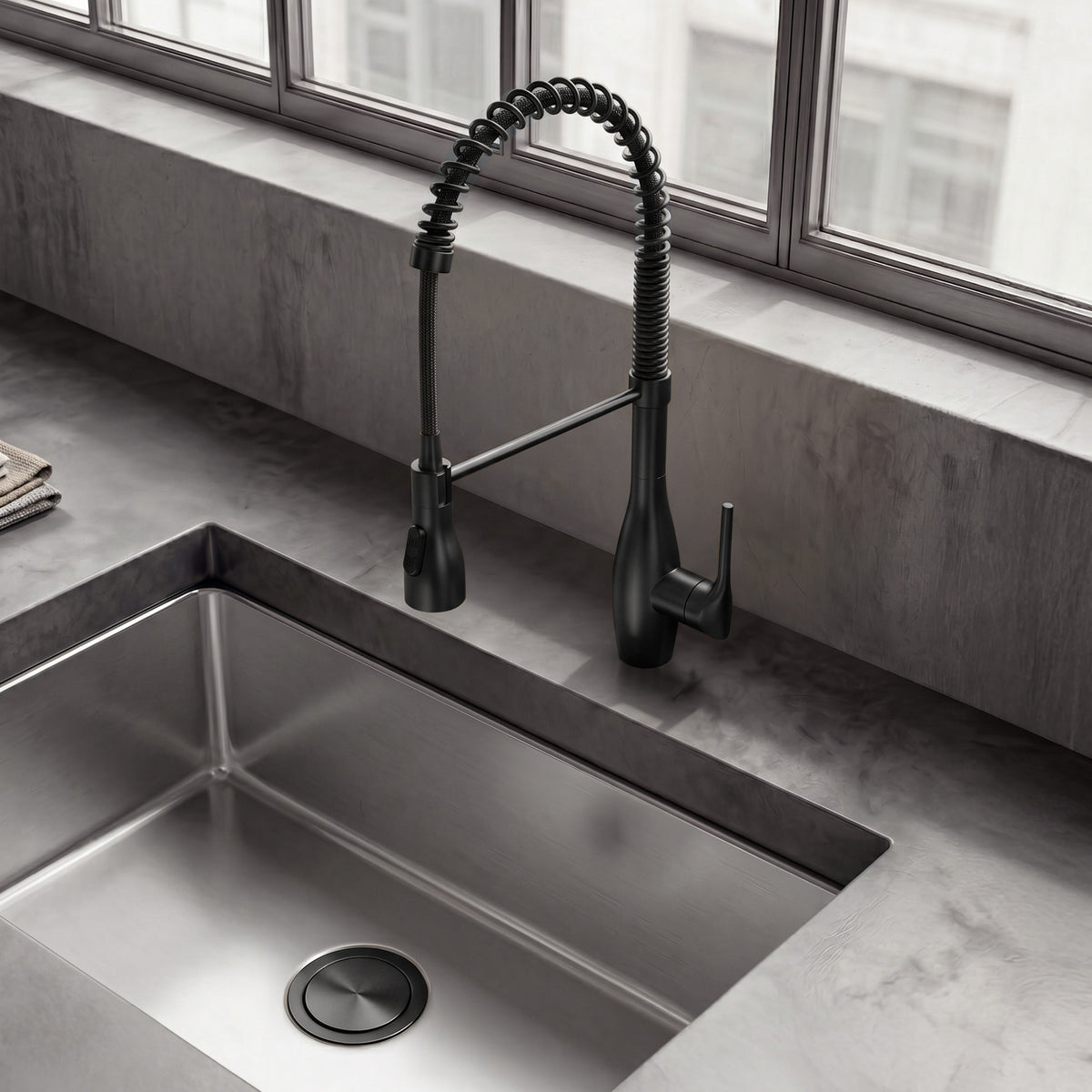 Single-Handle Pre-Rinse Spring Pull-Down Kitchen Faucet