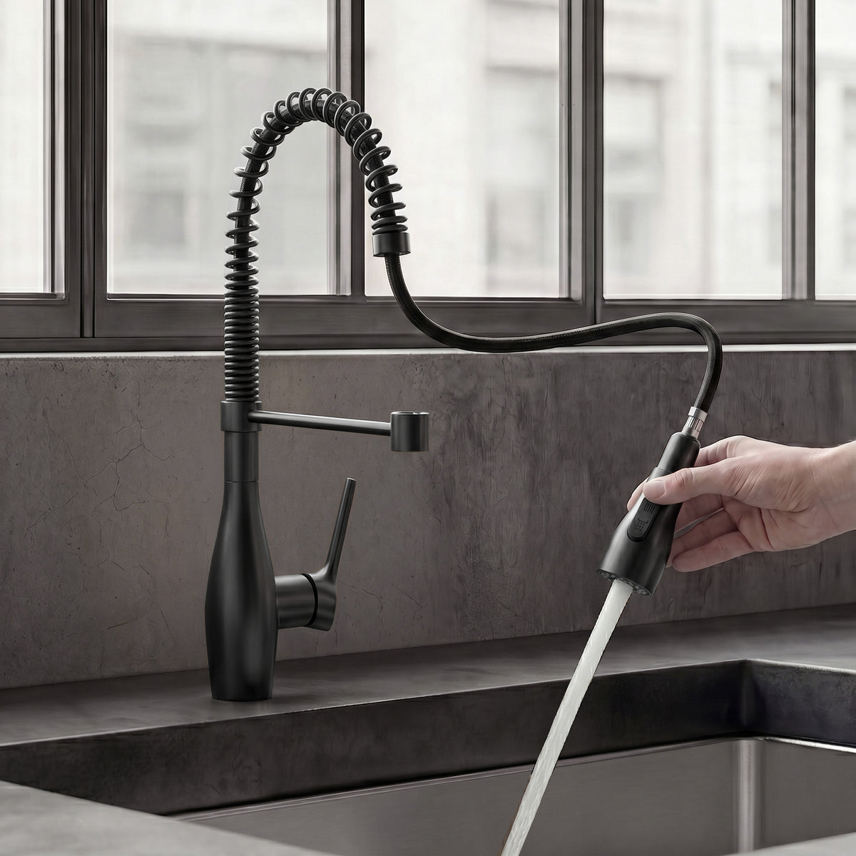 Single-Handle Pre-Rinse Spring Pull-Down Kitchen Faucet