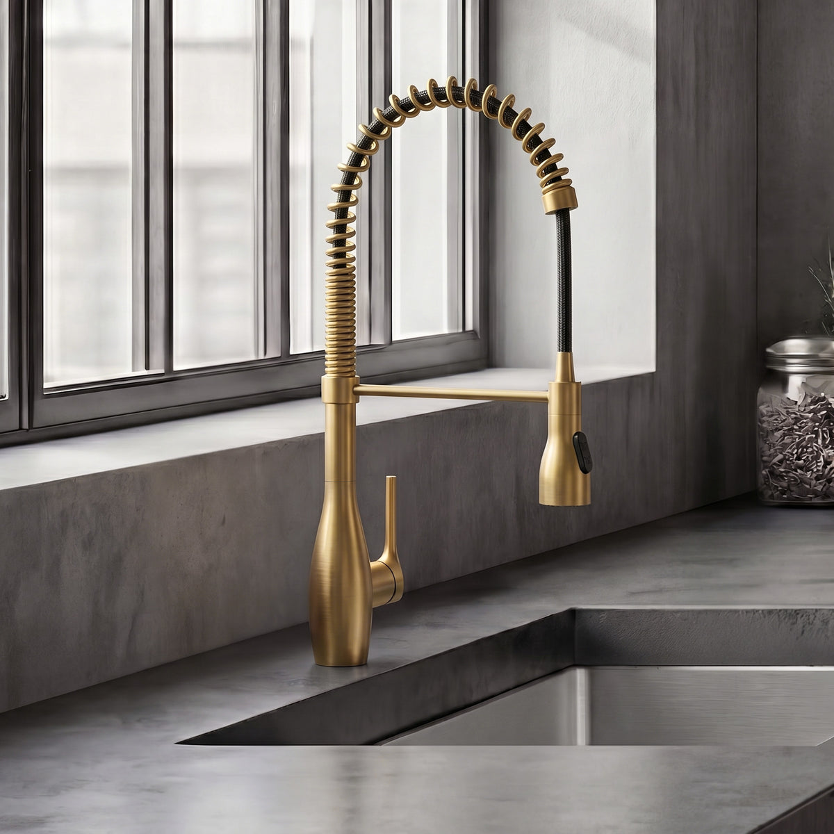 Single-Handle Pre-Rinse Spring Pull-Down Kitchen Faucet