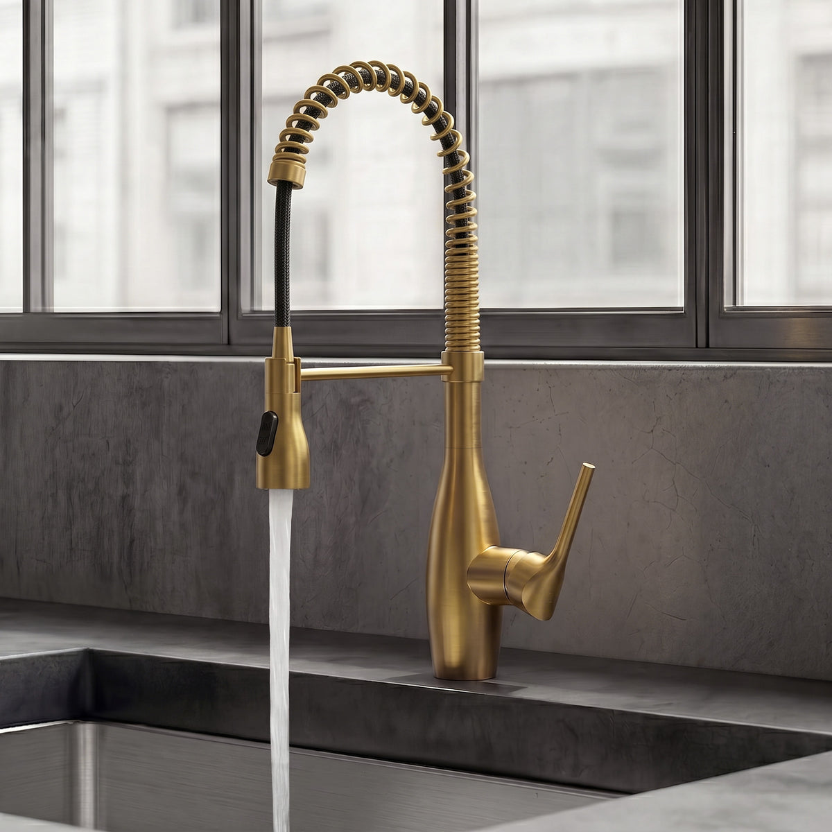 Single-Handle Pre-Rinse Spring Pull-Down Kitchen Faucet