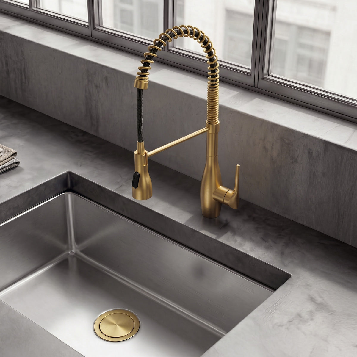 Single-Handle Pre-Rinse Spring Pull-Down Kitchen Faucet
