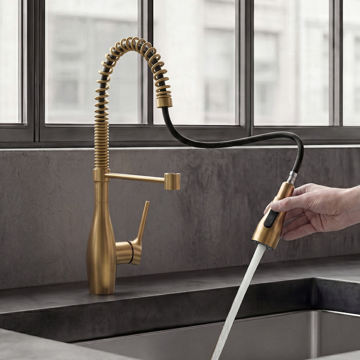 Single-Handle Pre-Rinse Spring Pull-Down Kitchen Faucet