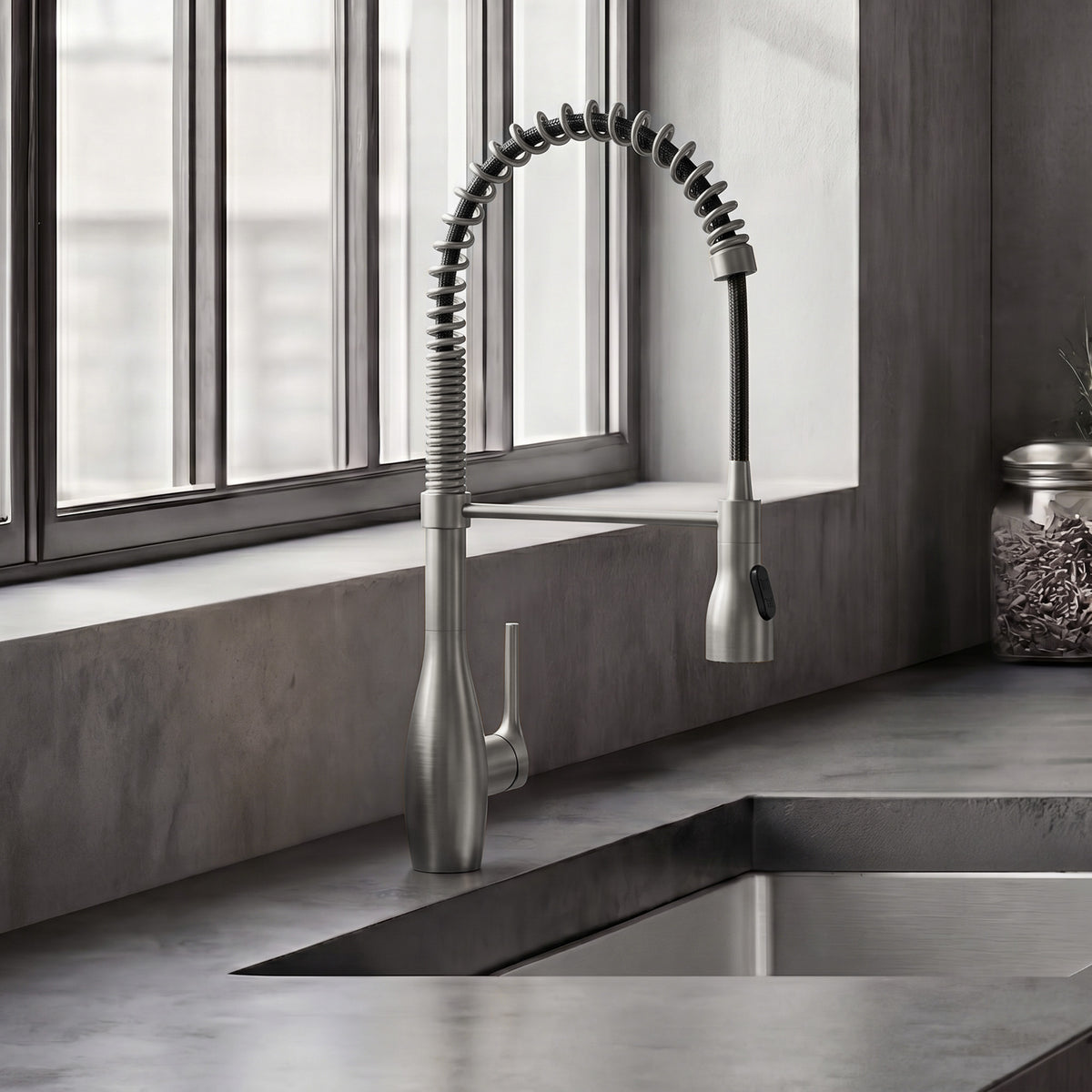 Single-Handle Pre-Rinse Spring Pull-Down Kitchen Faucet