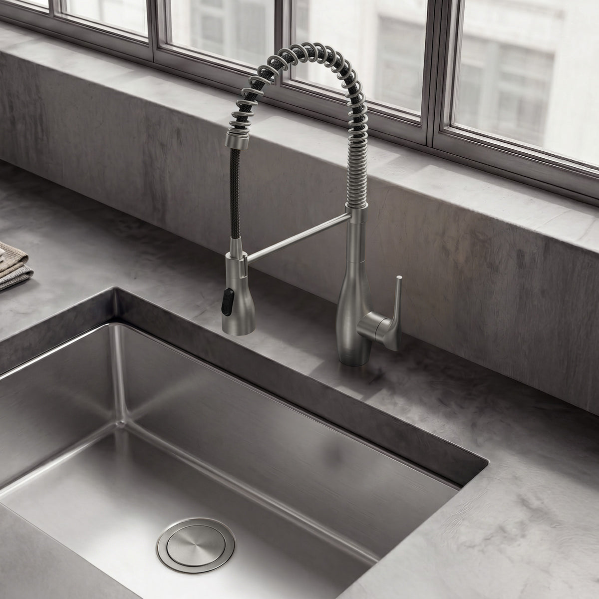 Single-Handle Pre-Rinse Spring Pull-Down Kitchen Faucet