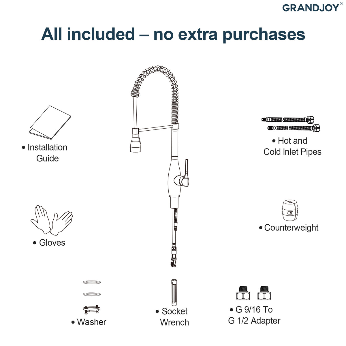 Single-Handle Pre-Rinse Spring Pull-Down Kitchen Faucet