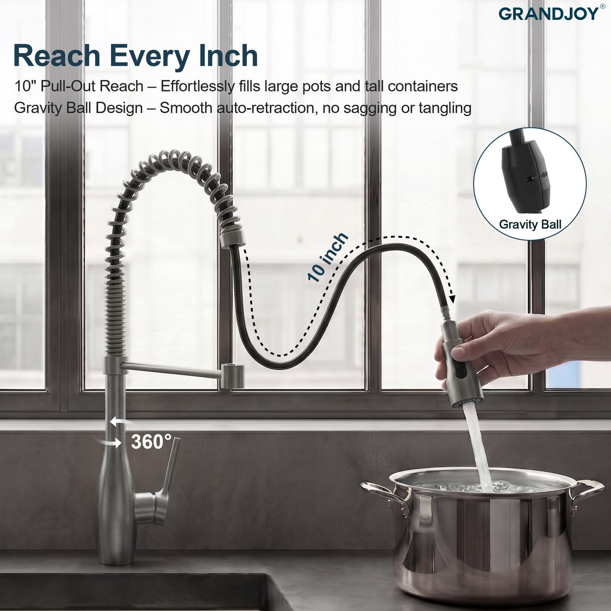 Single-Handle Pre-Rinse Spring Pull-Down Kitchen Faucet